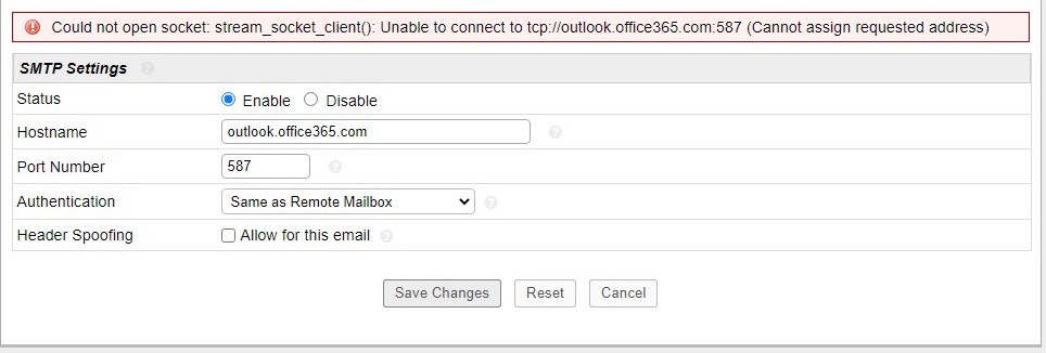 Oauth2 office 365 smtp problem Could not open socket:  stream_socket_client() - osTicket Forum