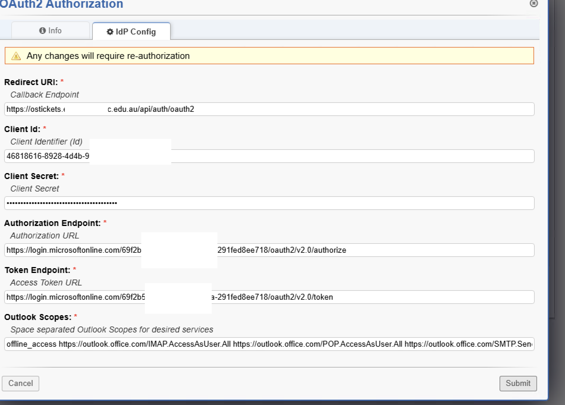 osTicket 1.18.2 Oauth Mailbox after server upgrade wont reconfigure ...